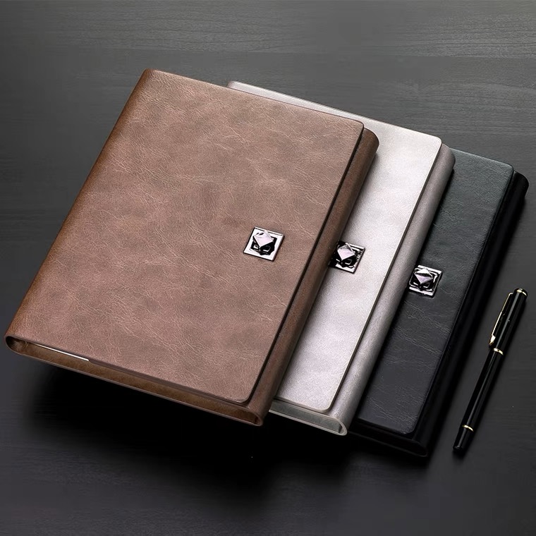 Custom PU LEATHER loose leaves business notebooks